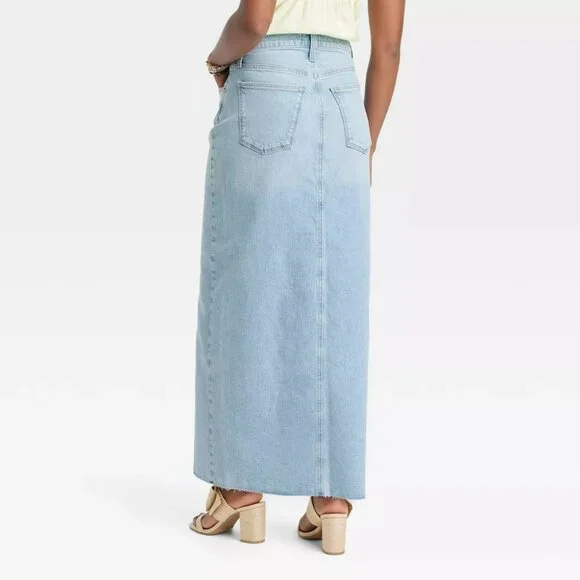 Women's NWT Universal Thread‎ High-Rise Denim Maxi Skirt Size 14 - Picture 2 of 6